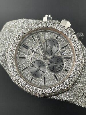 Iced Out Replica Audemars Piguet Royal Oak Chrono Diamond Watch – Luxury Timepiece 41mm