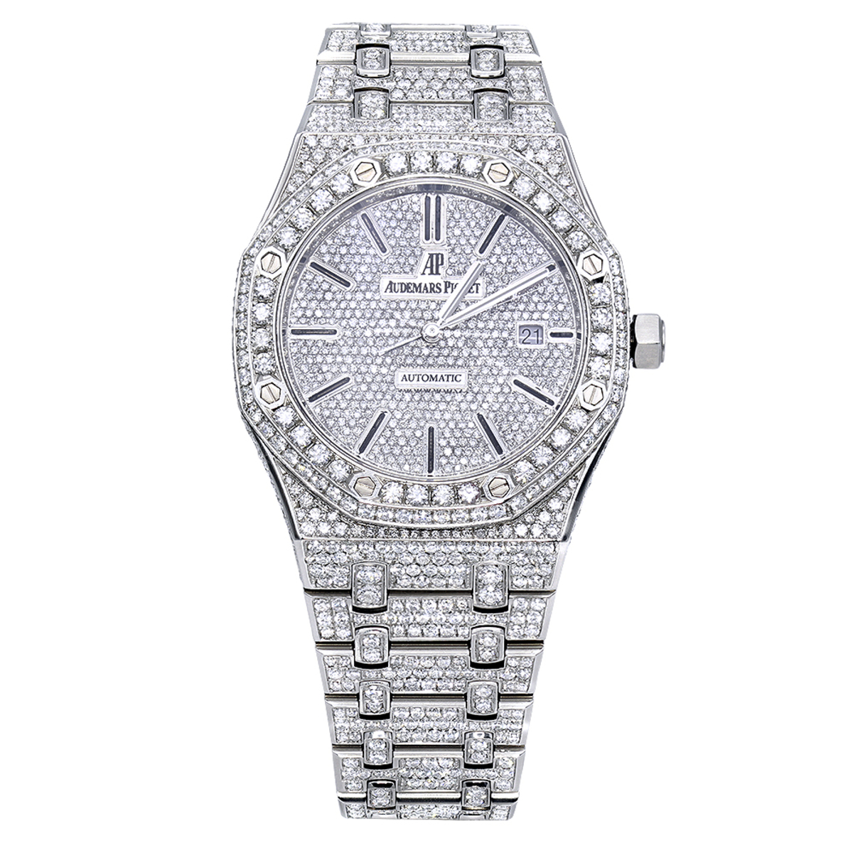 Iced Out Replica Audemars Piguet Royal Oak Chrono Diamond Watch – Luxury Timepiece 41mm